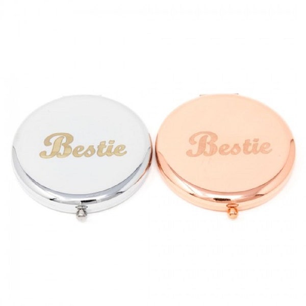 Bestie miroir compact, meilleur ami cadeau, cadeau de l’amitié, miroir cosmétique, cadeau personnalisé