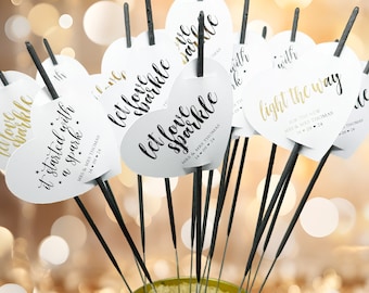 Heart Wedding Sparkler Tag, Personalised Heart Card for Sparkler, Wedding Favour Sparkler, Sparkler Card, Sparkler Tag, Sparkler Label