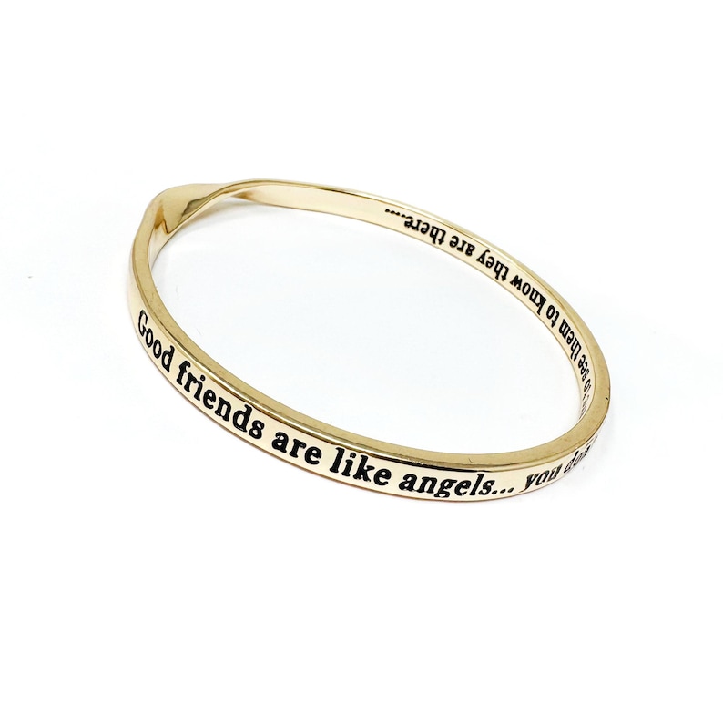 天使のインスピレーションと感傷的な引用文のバングル、天使と羽、守護天使、遠く離れた友人、メッセージジュエリー 画像 2