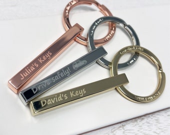 Personalized Driver Bar Keyring: New Car Gift