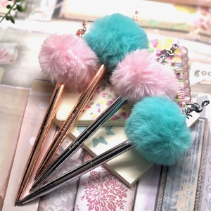 Flamingo Pom Pom Girly Novelty Pen,  Teachers Gift, Stocking Filler, Ballpoint Pen, Gift For Her