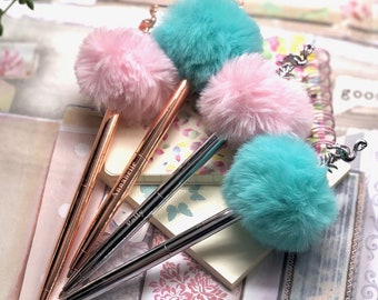 Flamingo Pom Pom Girly Novelty Pen,  Teachers Gift, Stocking Filler, Ballpoint Pen, Gift For Her