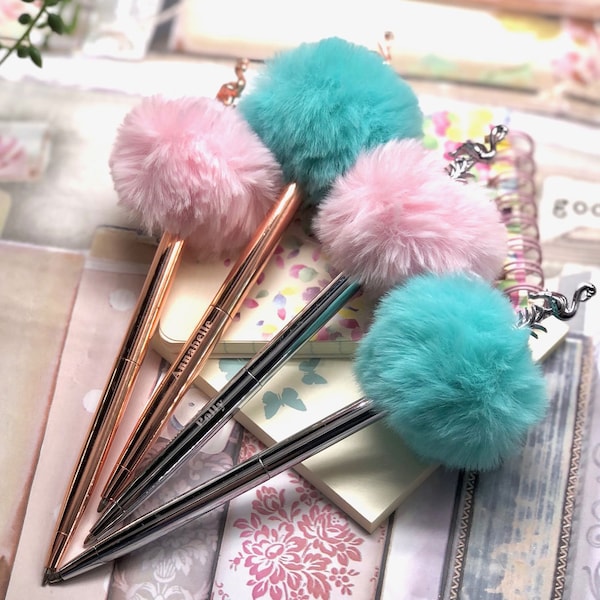 Flamingo Pom Pom Girly Novelty Pen, cadeau pour enseignants, remplissage de bas, stylo à bille, cadeau pour elle