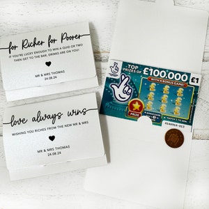 Porta biglietti della lotteria personalizzato con carta perlescente, bomboniera per matrimonio, porta biglietti della lotteria, porta gratta e vinci, portafoglio per biglietti della lotteria