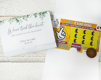 Eucalyptus Wedding Favor: Personalised Lottery Ticket Scratch Card Holder