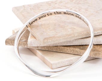 I Love You To the moon and back, Hidden Moon Inspirational Sentimental Message bangle, Gift For Her, love You To The Moon And Back
