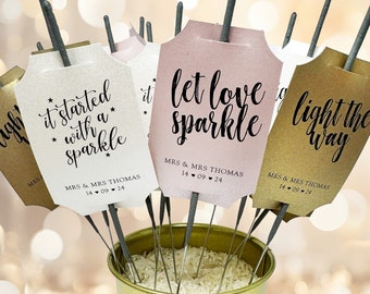 Personalised Pearlescent Ticket Wedding Sparkler Tag, Personalised Card for Sparkler, Wedding Favour Sparkler, Sparkler Card, Sparkler Gold