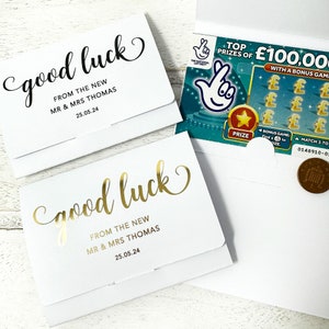 Portafoglio porta biglietti da grattare personalizzato per matrimonio, bomboniera per matrimonio, porta biglietti della lotteria, porta biglietti da grattare, Kraft, lamina d'oro