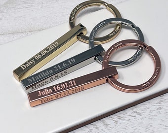 My Childrens birthdates Personalised Bar Keyring,childrens birthdays  Childrens names, childrens birthdates, Mummy keyring, Mums keyring