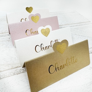 Cartões perolados do lugar do casamento, cartões personalizados do lugar, decoração da mesa do casamento, cartões do lugar do aniversário, cartões do lugar do evento, folha de ouro