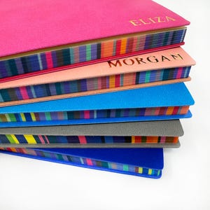 Rainbow Personalised Notebook, Rainbow Personalised Journal, multicoloured rainbow featured edge notebook , LUXURY JOURNAL NOTEBOOK,