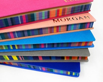 Personalised Rainbow Edge Journal: Luxury Notebook, Gold/Silver Foil, Personalized embossed journal