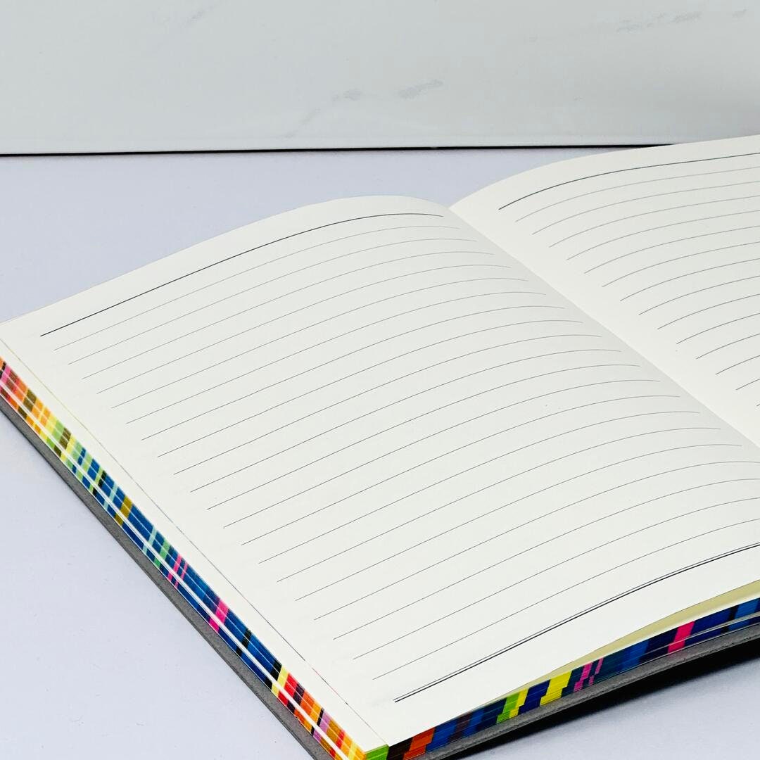 Rainbow Personalised Notebook, Rainbow Personalised Journal, multicoloured rainbow featured edge notebook , LUXURY JOURNAL NOTEBOOK,
