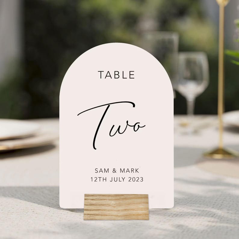 Arched Personalised Wedding table numbers, Seating numbers, table numbers image 2