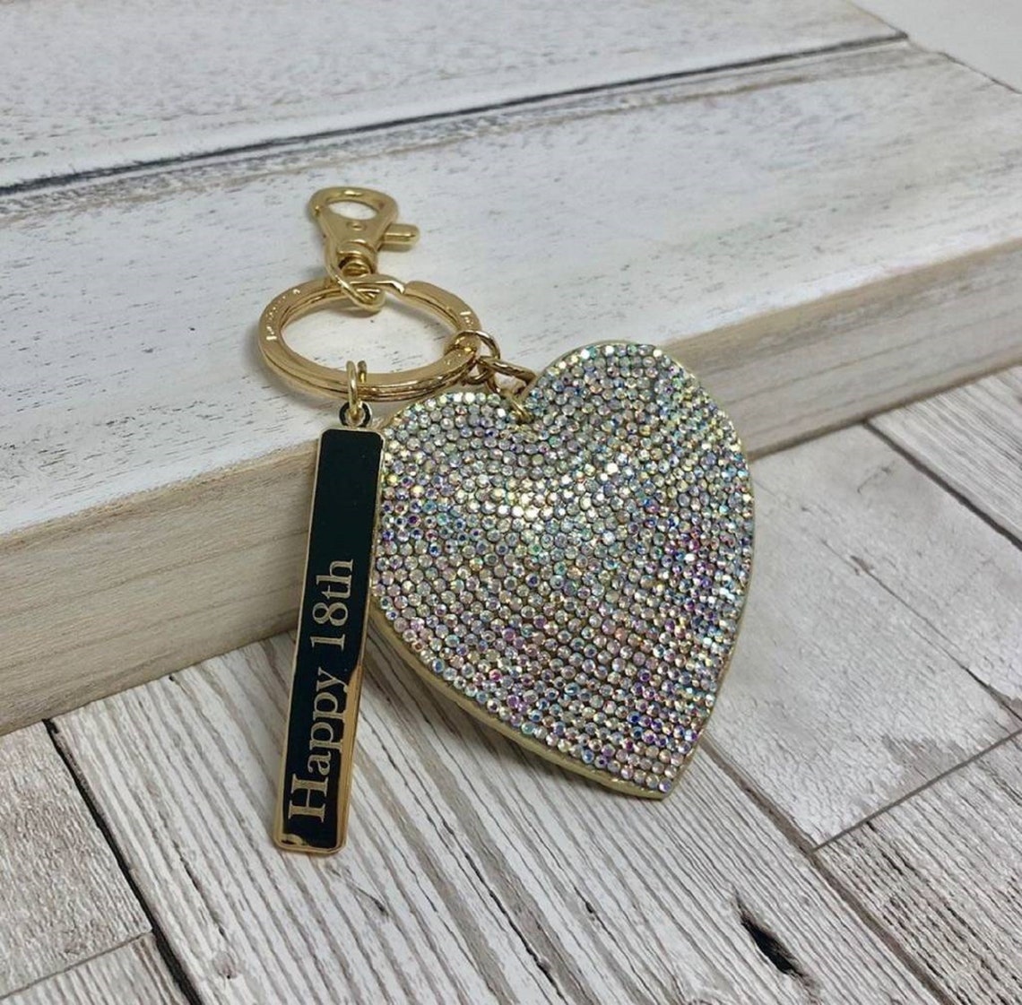 Personalised Sparkly Heart and Star Key Ring Gift for Her Etsy UK