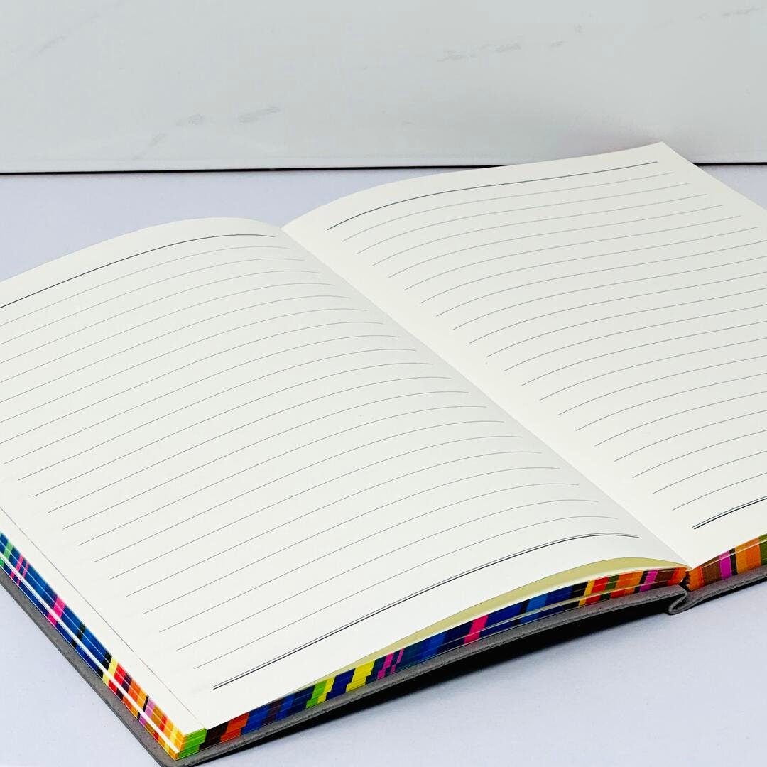 Rainbow Personalised Notebook, Rainbow Personalised Journal, multicoloured rainbow featured edge notebook , LUXURY JOURNAL NOTEBOOK,