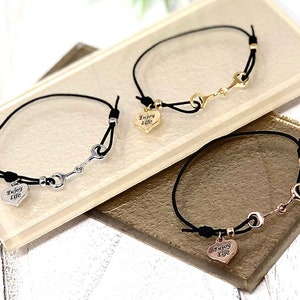 Horse Equestrian Themed Black Elasticated Bracelet with &#39;enjoy life&#39; heart tag, Horse Lover Gift,Horse Jewellery, Equestrian Gift,