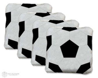 4 Soccer Ball Premium Cornhole Bags | Corn or All Weather with Color Options