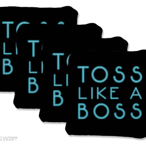4 Toss Like A Boss Premium Cornhole Bags | Corn or All Weather with Color Options