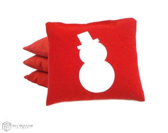 4 Snowman Classic Series Cornhole Bags | Corn or All Weather with Color Options