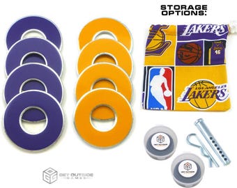 8 Los Angeles Lakers Color VVashers w/ Storage Options - Washer Toss Game Washers by Get Outside Games