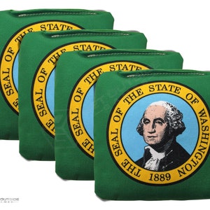 4 Washington Flag Premium Cornhole Bags | Corn or All Weather with Color Options