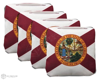 4 Florida Flag Premium Cornhole Bags | Corn or All Weather with Color Options