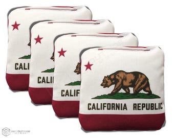 4 California Flag Premium Cornhole Bags | Corn or All Weather with Color Options