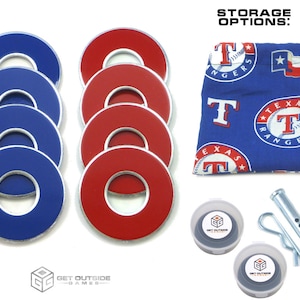 8 Texas Rangers Color VVashers w/ Storage Options - Washer Toss Game Washers by Get Outside Games