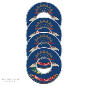 4 North Dakota Flag VVashers - Washer Toss Game Washers by Get Outside Games