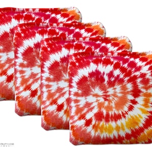 4 Pink & Orange Tie Dye Premium Cornhole Bags | Corn or All Weather with Color Options