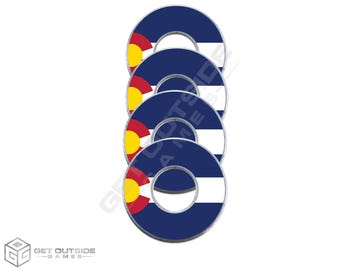 4 Colorado Flag VVashers - Washer Toss Game Washers by Get Outside Games