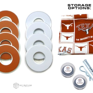 8 Texas Longhorns Color VVashers w/ Storage Options - Washer Toss Game Washers by Get Outside Games