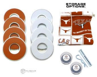 8 Texas Longhorns Color VVashers w/ Storage Options - Washer Toss Game Washers by Get Outside Games