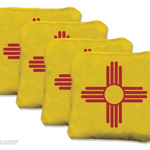 4 New Mexico Flag Premium Cornhole Bags | Corn or All Weather with Color Options
