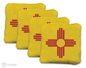 4 New Mexico Flag Premium Cornhole Bags | Corn or All Weather with Color Options