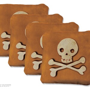 4 Halloween Skeleton Premium Cornhole Bags | Corn or All Weather with Color Options