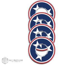4 Tennessee Flag VVashers - Washer Toss Game Washers by Get Outside Games