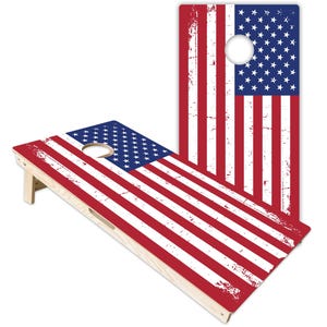 24x48 Full Size Premium Cornhole Boards - Direct Print - US Flag Distressed - by Get Outside Games