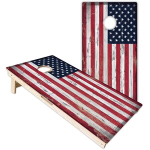 24x48 Full Size Premium Cornhole Boards - Direct Print - Weathered United States Flag - by Get Outside Games