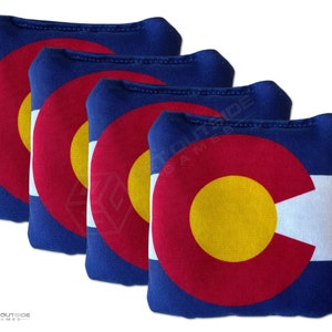 4 Colorado Flag Premium Cornhole Bags | Corn or All Weather with Color Options