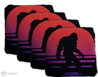 4 Bigfoot Sunset Premium Cornhole Bags | Corn or All Weather with Color Options