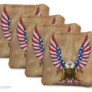 4 American Eagle Premium Cornhole Bags | Corn or All Weather with Color Options
