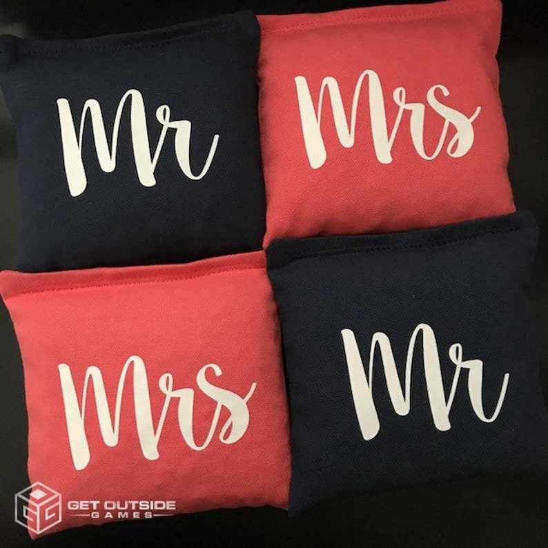 8 Mr & Mrs Classic Series Cornhole Bags Corn Filled image 8