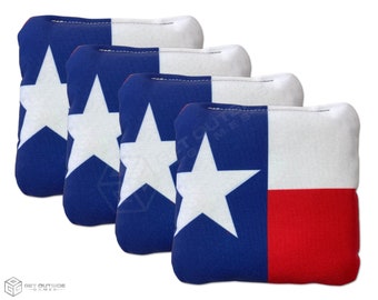 4 Texas Flag Premium Cornhole Bags | Corn or All Weather with Color Options