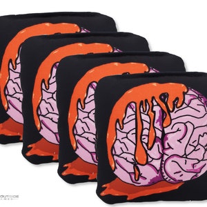 4 Black Zombie Brain Premium Cornhole Bags | Corn or All Weather with Color Options
