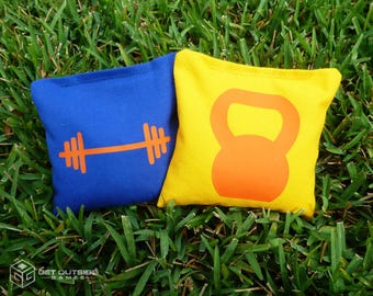 8 Barbell & Kettlebell Classic Series Cornhole Bags - Corn Filled