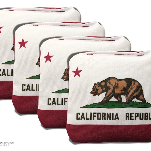 4 California Flag Premium Cornhole Bags | Corn or All Weather with Color Options