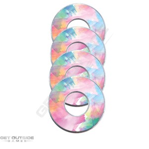 4 Watercolor Splash VVashers - Washer Toss Game Washers by Get Outside Games