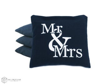 4 Mr & Mrs Classic Series Cornhole Bags | Corn or All Weather with Color Options